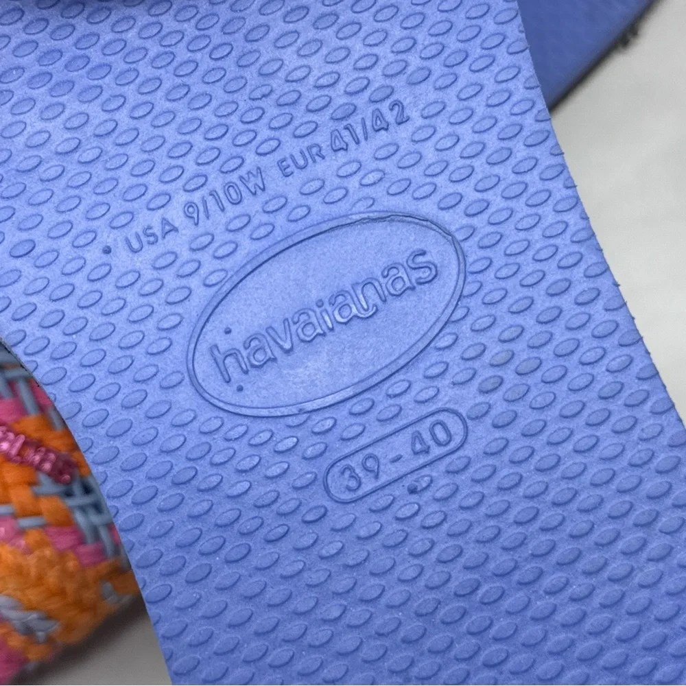 NWT Havaianas Saint Tropez Crochet Woven Thong Slide Flop Flop Sandal Shoes Blue - Picture 5 of 8